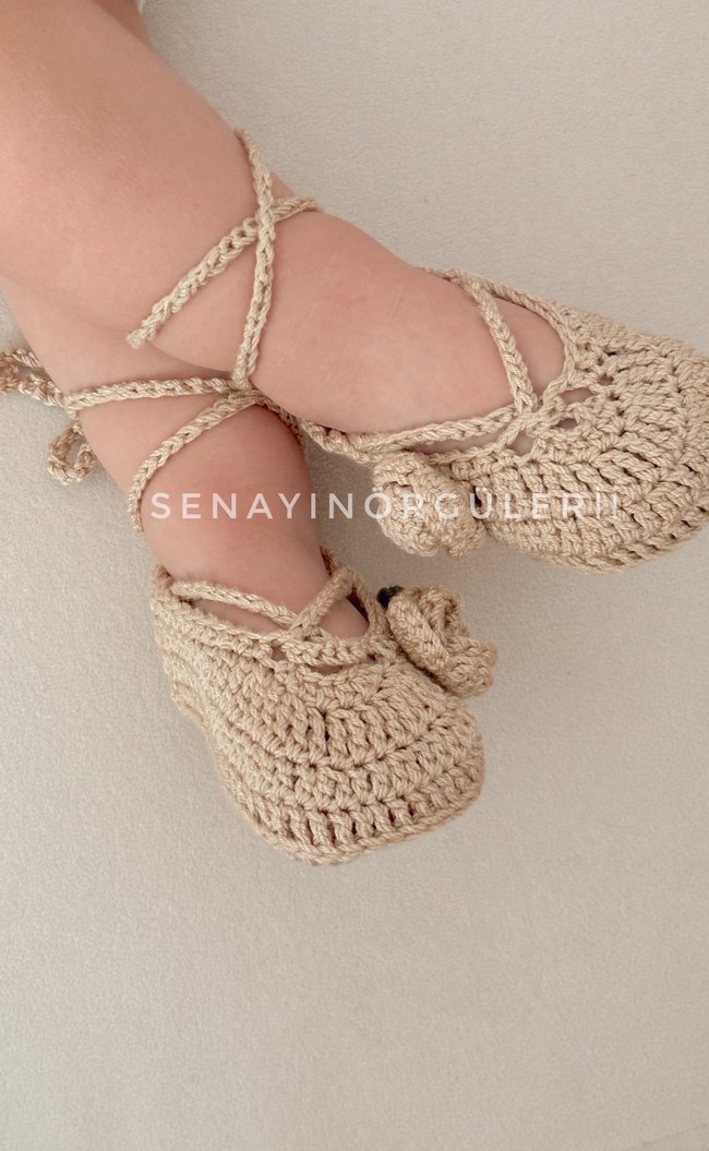 Kız Çocuk Bej Örgü patik - Görsel 2