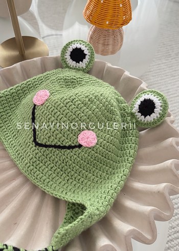 Yeşil Örgü Kurbağa Figürlü Çocuk Bere - Görsel 4