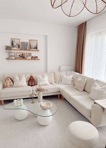 Nakışlı Kahverengi ve Gri Ev Şeklinde Yastık - Görsel 6