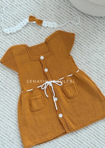 Kız Çocuk Beyaz Bohem Örgü Hırka ve elbise - Görsel 2