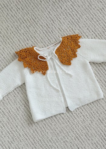 Kız Çocuk Beyaz Bohem Örgü Hırka ve elbise - Görsel 3