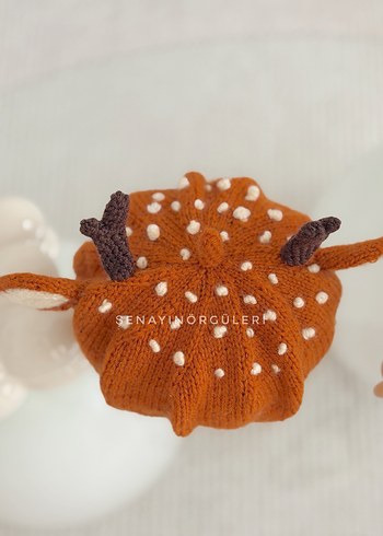 Örgü geyik görünümlü şapka - Görsel 2