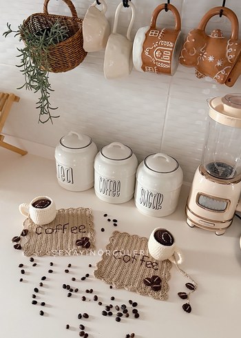 Bohem Örgü Kahve Altlığı ve Bardak Kılıfı - Görsel 6