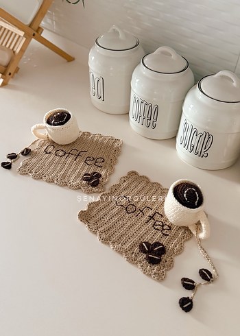 Bohem Örgü Kahve Altlığı ve Bardak Kılıfı - Görsel 5