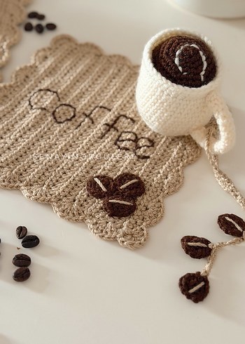 Bohem Örgü Kahve Altlığı ve Bardak Kılıfı - Görsel 3