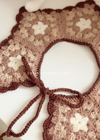 Dantel Detaylı Bej Örgü Bohem Kadın Fular - Görsel 2