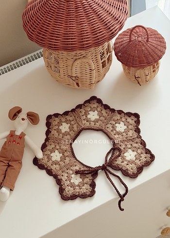 Dantel Detaylı Bej Örgü Bohem Kadın Fular - Görsel 7