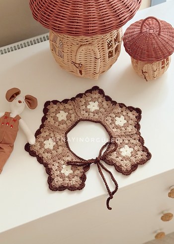 Dantel Detaylı Bej Örgü Bohem Kadın Fular - Görsel 4