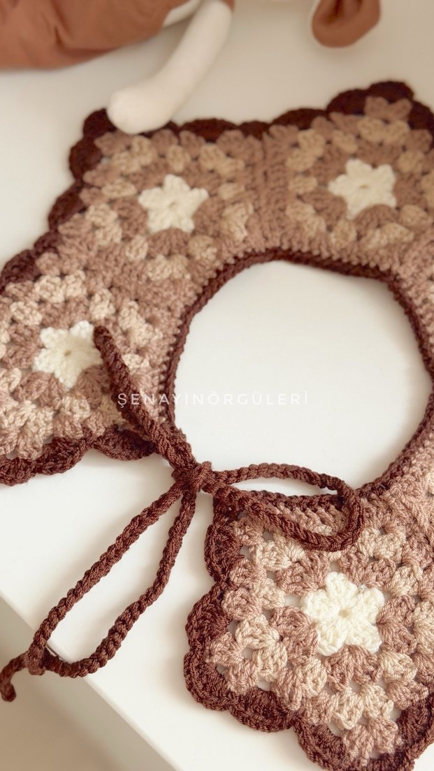 Dantel Detaylı Bej Örgü Bohem Kadın Fular - Görsel 2