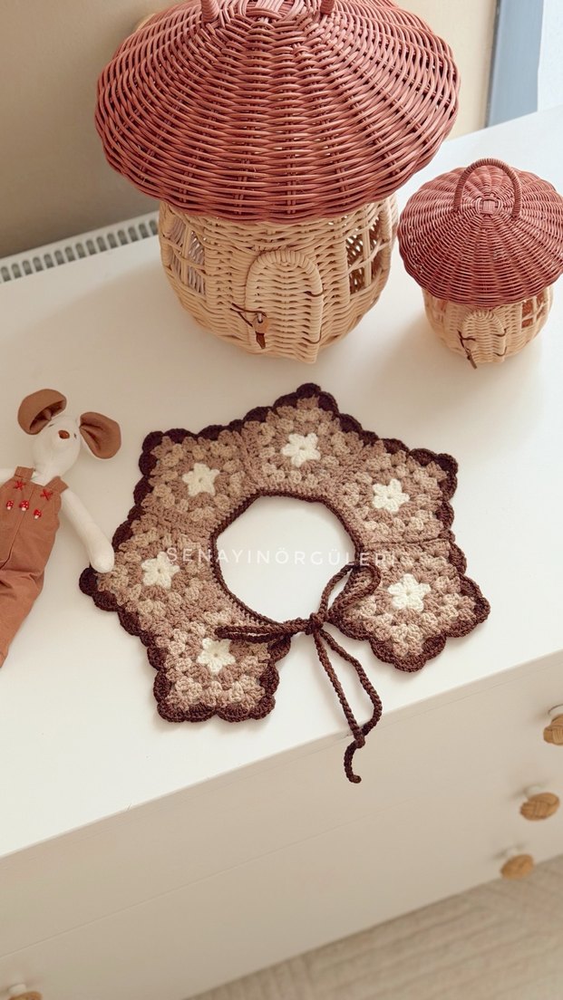 Dantel Detaylı Bej Örgü Bohem Kadın Fular - Görsel 4