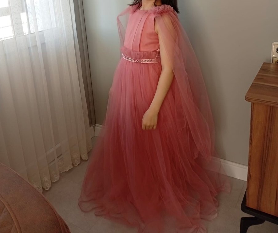 Pembe Bohem Tarzı Kız Çocuk Abiye Elbise - Görsel 2