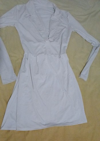 V Yaka Uzun Kollu tırtmaçlı Midi Elbise - Görsel 3