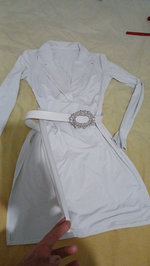 V Yaka Uzun Kollu tırtmaçlı Midi Elbise - Görsel 2