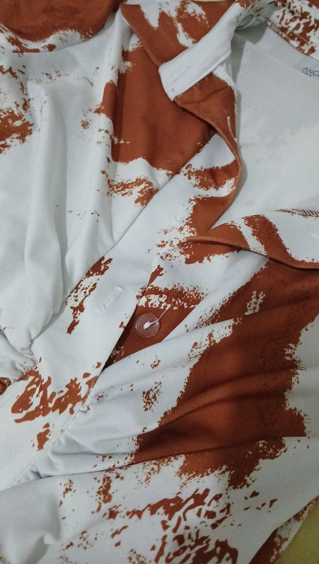 Kahverengi Batik Desenli Drapeli Mini Elbise - Görsel 3