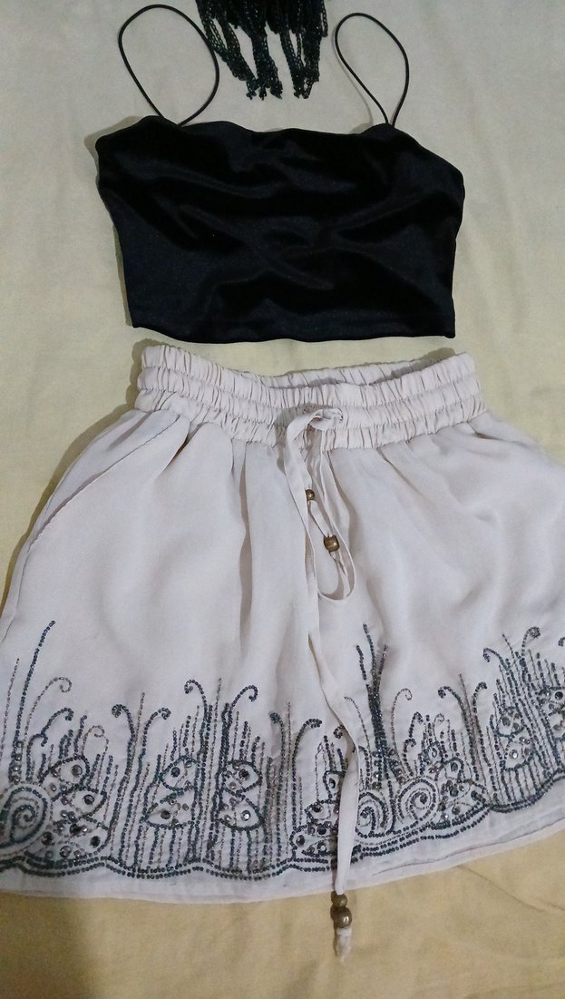 Nakışlı Beyaz Bohem Mini Etek. - Görsel 3