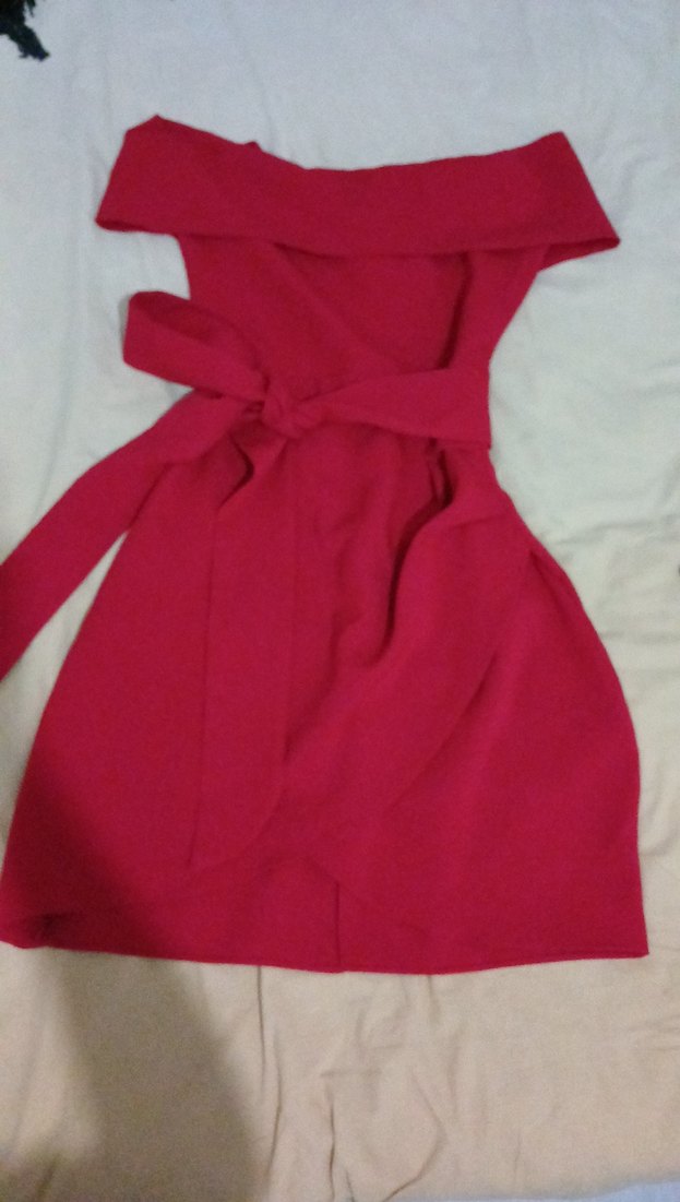 Kırmızı Drapeli Straplez Midi Elbise - Görsel 2