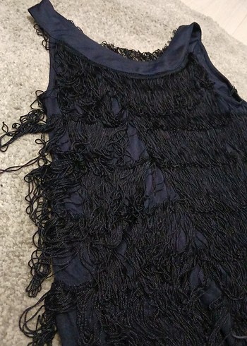 Siyah Volanlı Midi Gotik Abiye Elbise - Görsel 3