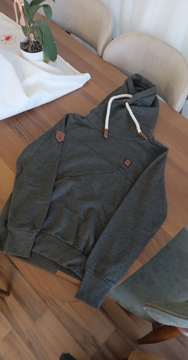 Gri Düğmeli Yüksek Yakalı erkek Sweatshirt - Görsel 2