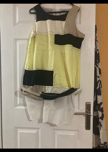 Drapeli Çok Renkli Midi Kadın Elbise - Görsel 3