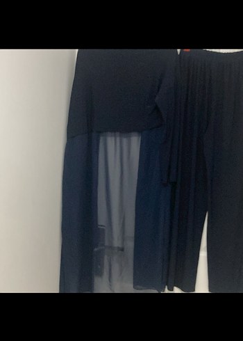 Lacivert Pilili Kadın Kumaş Pantolon - Görsel 3