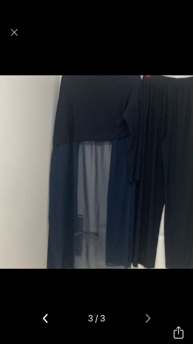 Lacivert Pilili Kadın Kumaş Pantolon - Görsel 3