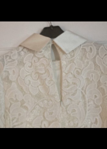 İşlemeli Beyaz Midi Kadın Elbise - Görsel 3