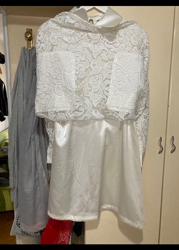 İşlemeli Beyaz Midi Kadın Elbise - Görsel 5