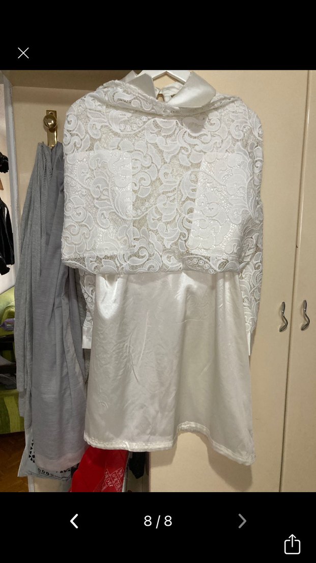 İşlemeli Beyaz Midi Kadın Elbise - Görsel 5