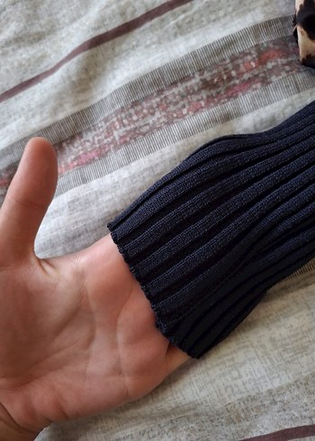 Kadın Lacivert Fitilli Triko Kazak(shoplu gösteren kazak) - Görsel 6