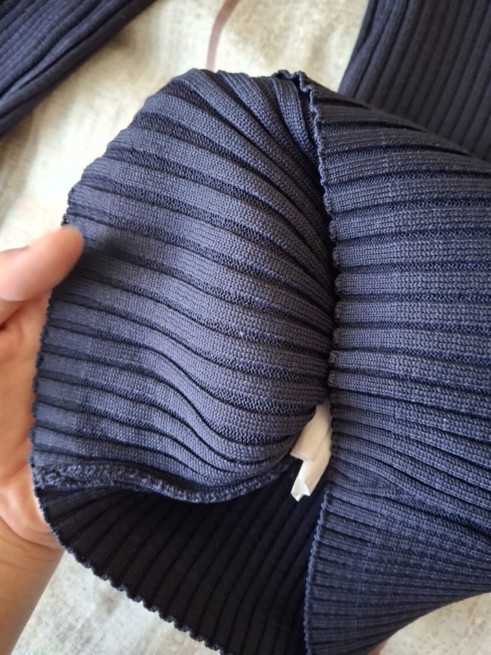 Kadın Lacivert Fitilli Triko Kazak(shoplu gösteren kazak) - Görsel 4