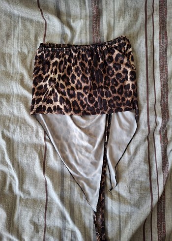 Leopar Desenli straplez crop - Görsel 3