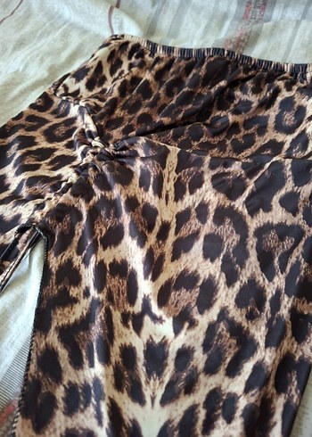 Leopar Desenli straplez crop - Görsel 2