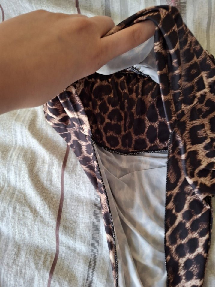 Leopar Desenli straplez crop - Görsel 5