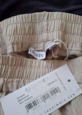 Bej Bol Kesim Keten Kadın Pantolon - Görsel 4