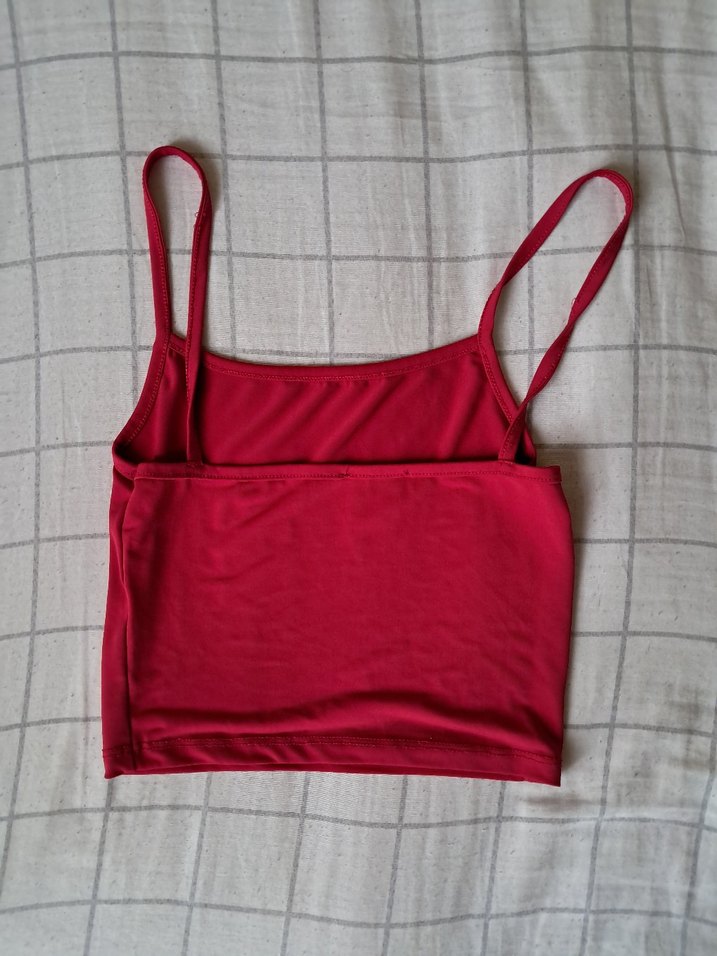 ince askılı kırmızı crop - Görsel 2