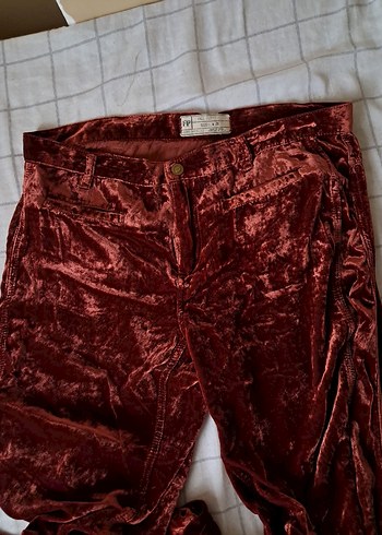 Free People Silk Extreme Wide Leg Velour Size 25 Pants - Görsel 3