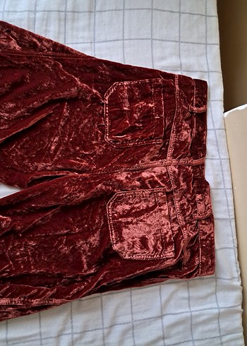 Free People Silk Extreme Wide Leg Velour Size 25 Pants - Görsel 4