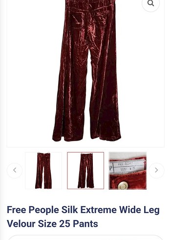 Free People Silk Extreme Wide Leg Velour Size 25 Pants - Görsel 2