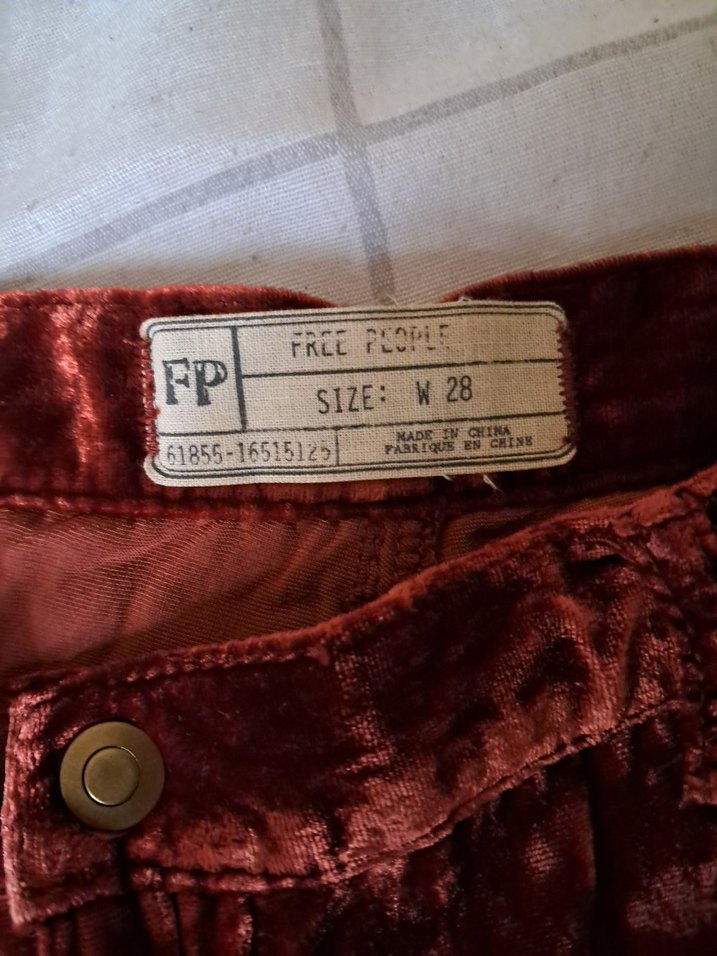 Free People Silk Extreme Wide Leg Velour Size 25 Pants - Görsel 5