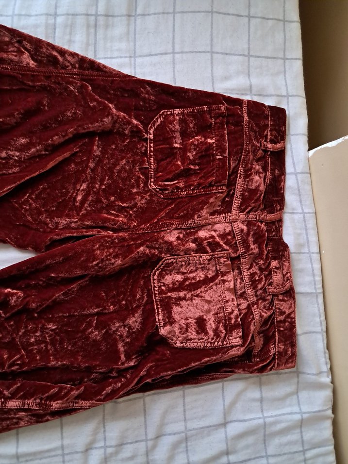 Free People Silk Extreme Wide Leg Velour Size 25 Pants - Görsel 4