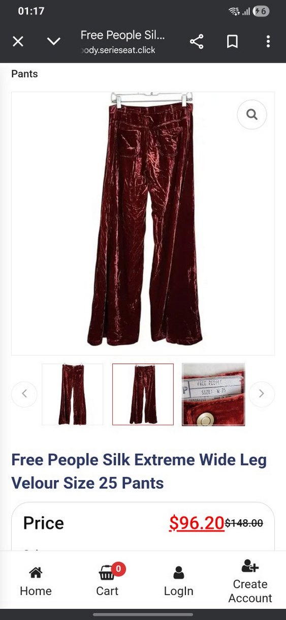 Free People Silk Extreme Wide Leg Velour Size 25 Pants - Görsel 2