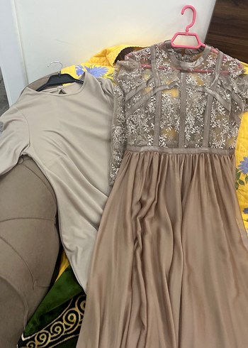 Uzun Kollu Uzun Elbise içlikli çok şık abiye elbise - Görsel 2