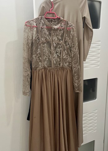 Uzun Kollu Uzun Elbise içlikli çok şık abiye elbise - Görsel 6