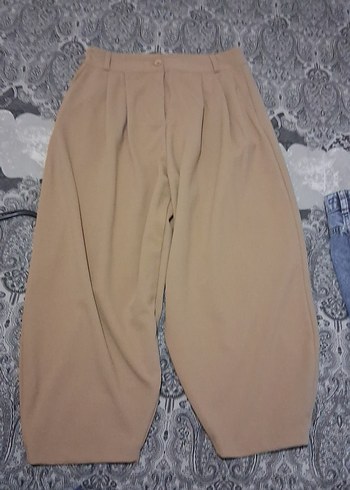 Bej Kadın Midi Kumaş Pantolon - Görsel 3