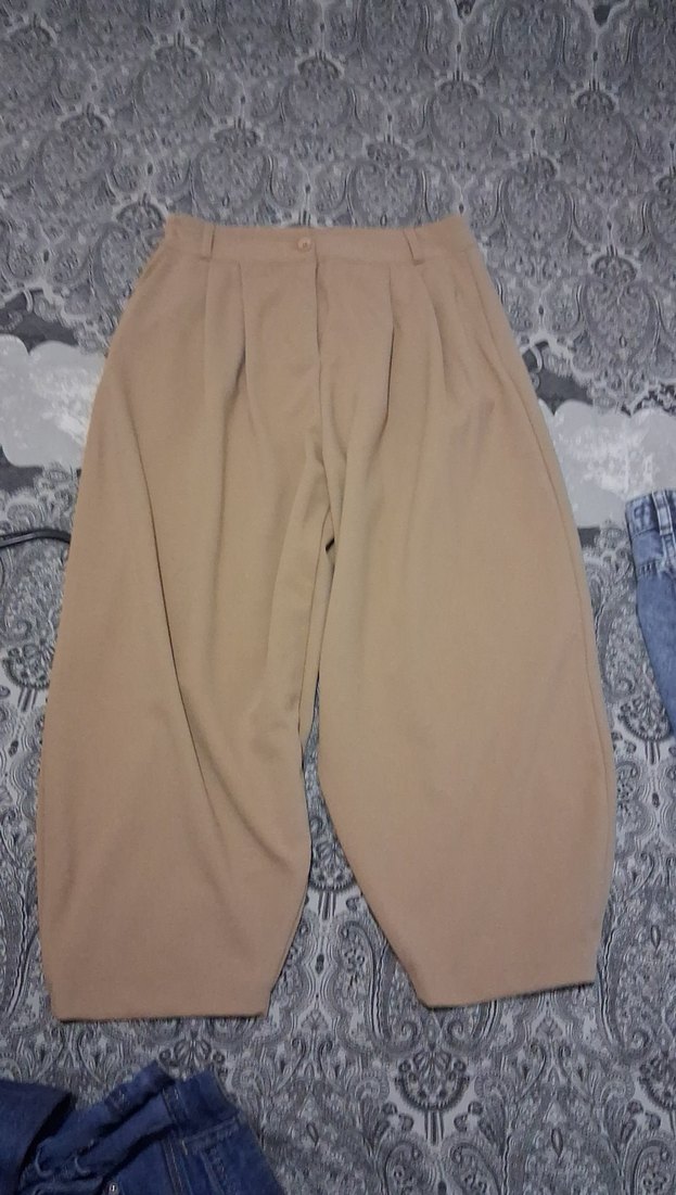 Bej Kadın Midi Kumaş Pantolon - Görsel 3