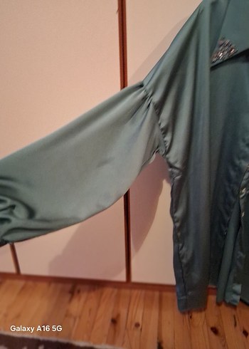 Turkuaz Düğmeli Uzun Kollu Kadın Gömlek - Görsel 3