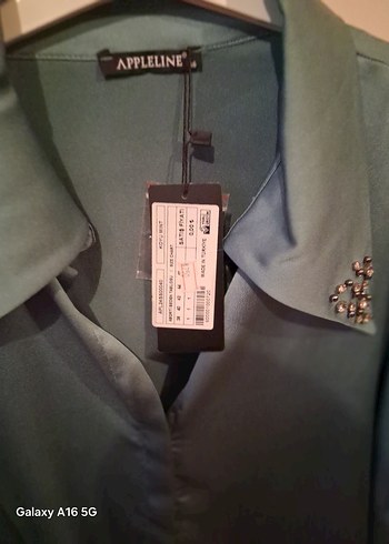 Turkuaz Düğmeli Uzun Kollu Kadın Gömlek - Görsel 5