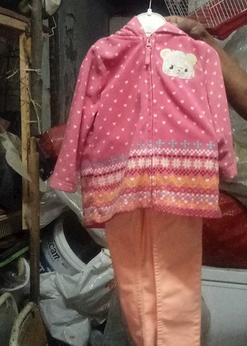 Kız Çocuk Pembe Kapüşonlu Triko Ceket