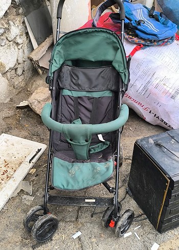 Koyu Yeşil Bebek Arabası - Görsel 2