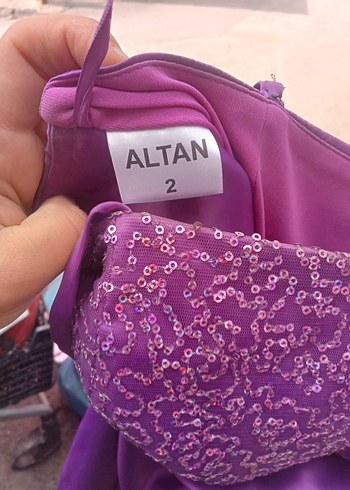 Mor Drapeli Uzun Abiye Elbise - Görsel 5